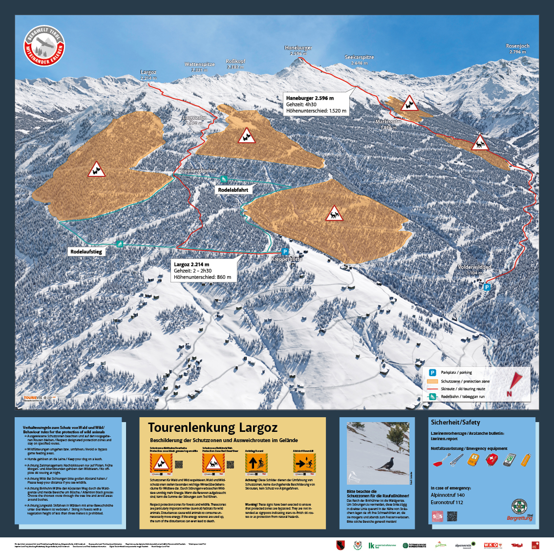 Wildschutzzonen in der Skitourenregion Voldertal © Land Tirol
